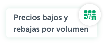 Precios bajos y rebajas por volumen